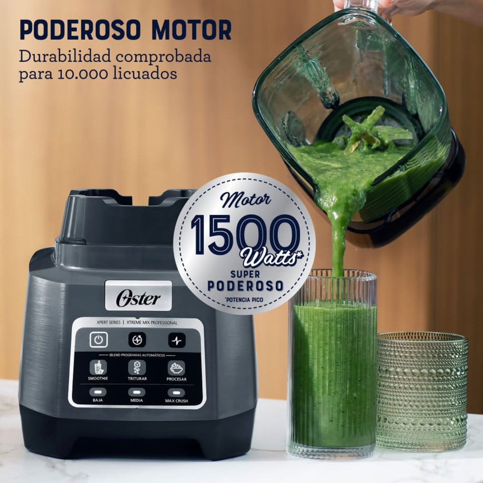 Licuadora Profesional Oster® XTREME MIX con iBLEND y MAX CRUSH con Tecnología Reversible, Vaso Blend-N-Go BLSTXPG-BGW