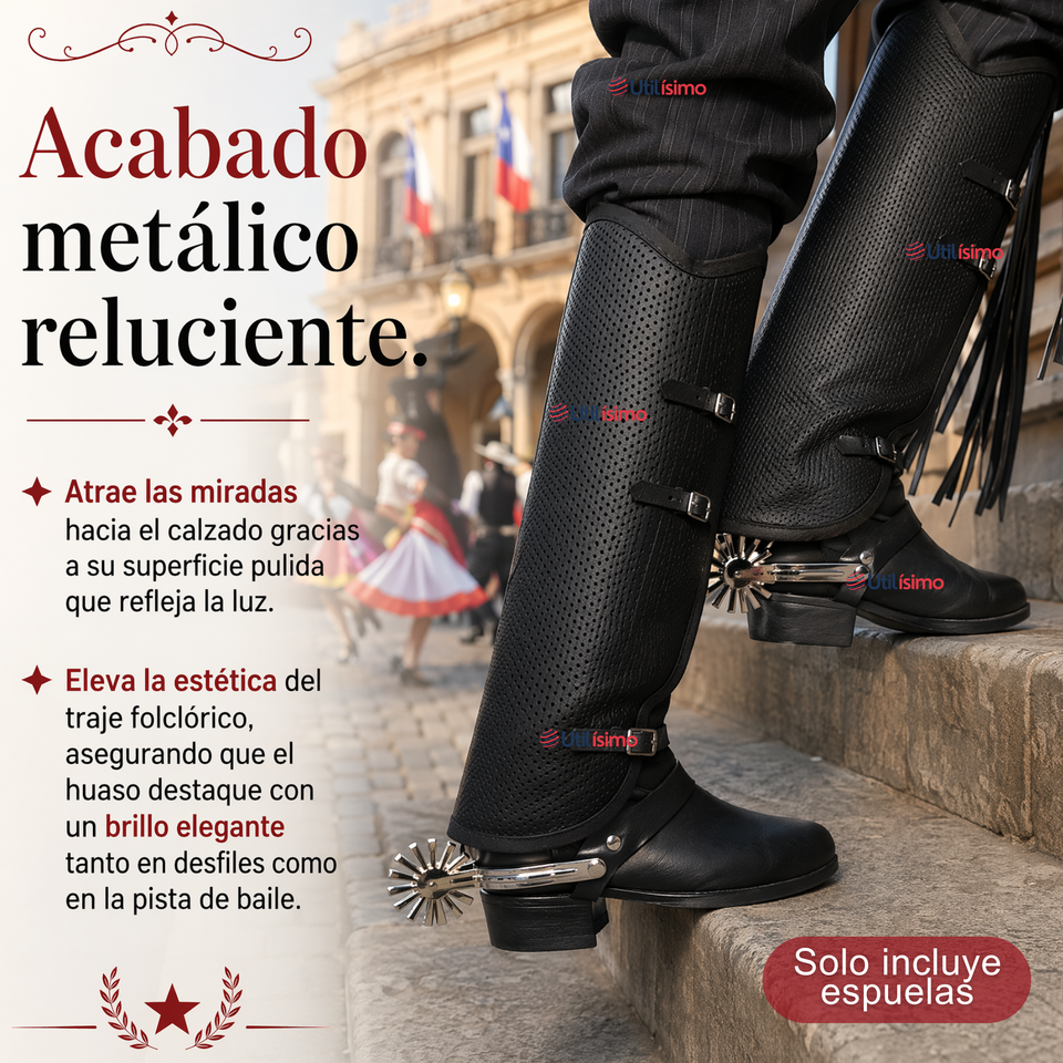 1 Par Espuelas Huaso Ajustable Fiestas Patrias Tallas 23-26, 27-32, 33-37, 38-40