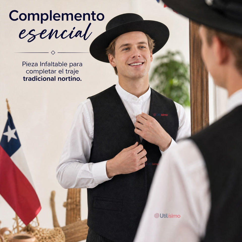 Chaleco Bolero Negro Tradicional Hombre Fiestas Patrias