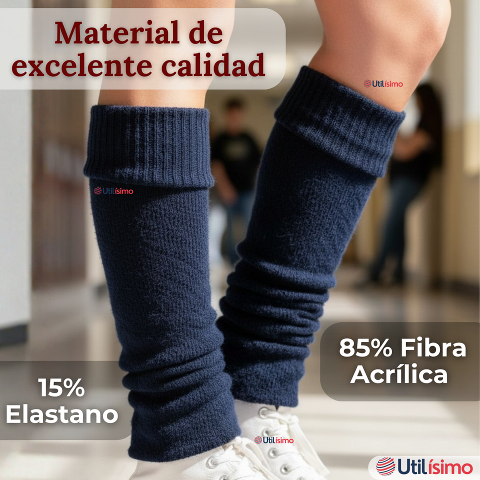 Polainas Escolares 1 Par Invierno Abrigadoras Juvenil Azul Acrílico