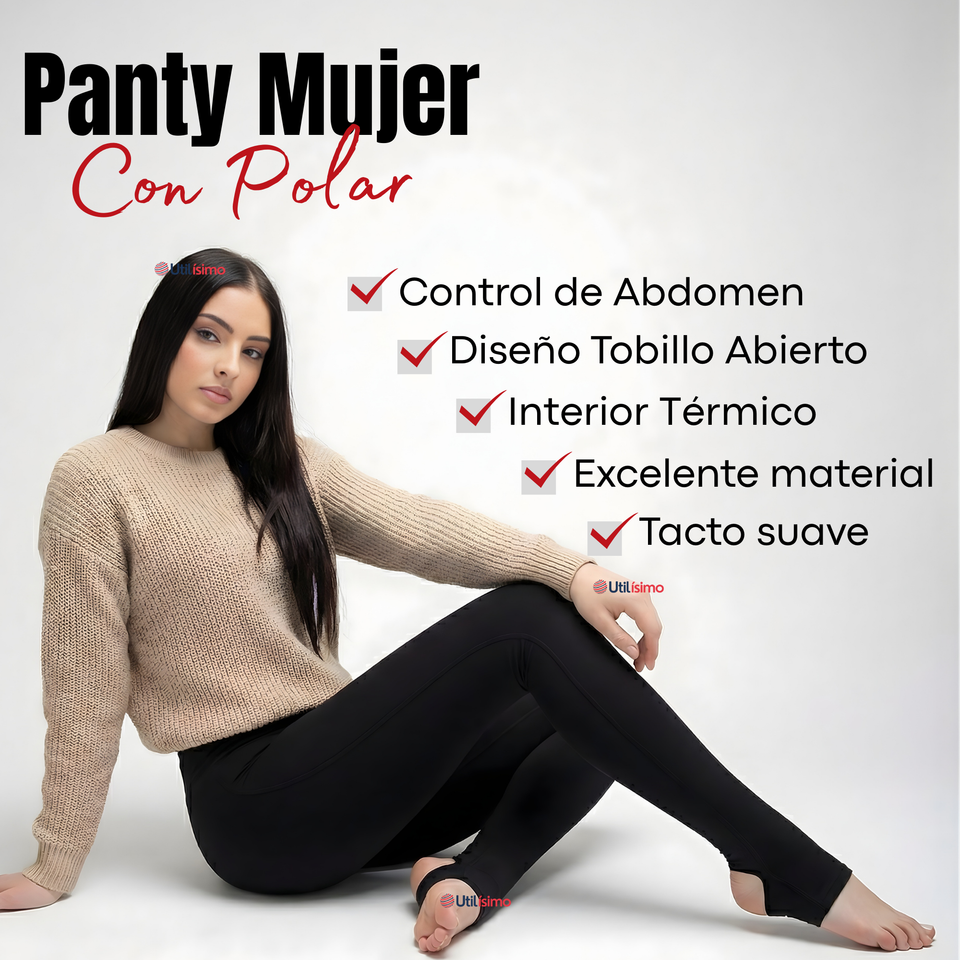 Pack 3 Calzas Mujer Panty Con Polar Térmica Negra Chiporro