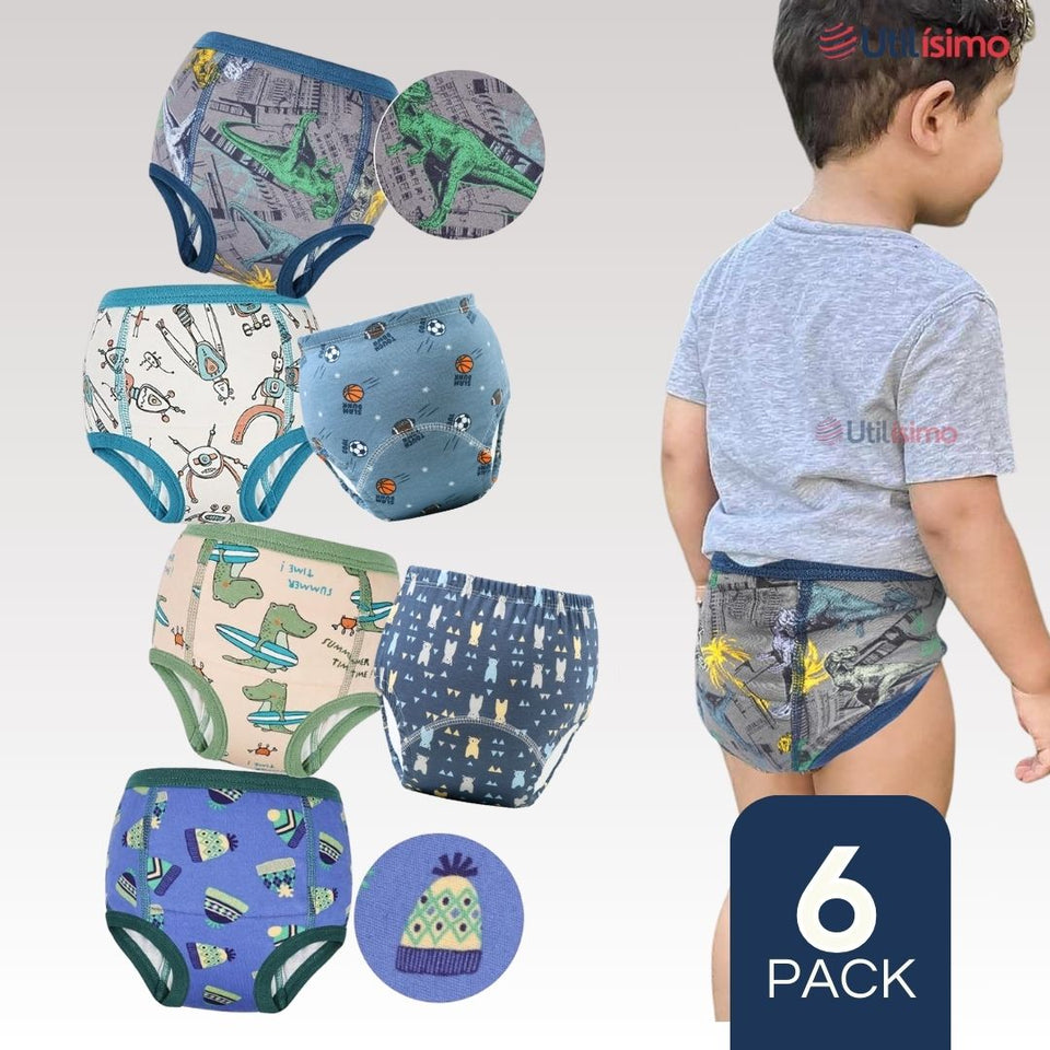 Pack 6 Calzón Calzoncillo Entrenamiento Algodón Absorbente Transpirable Cintura Elástica