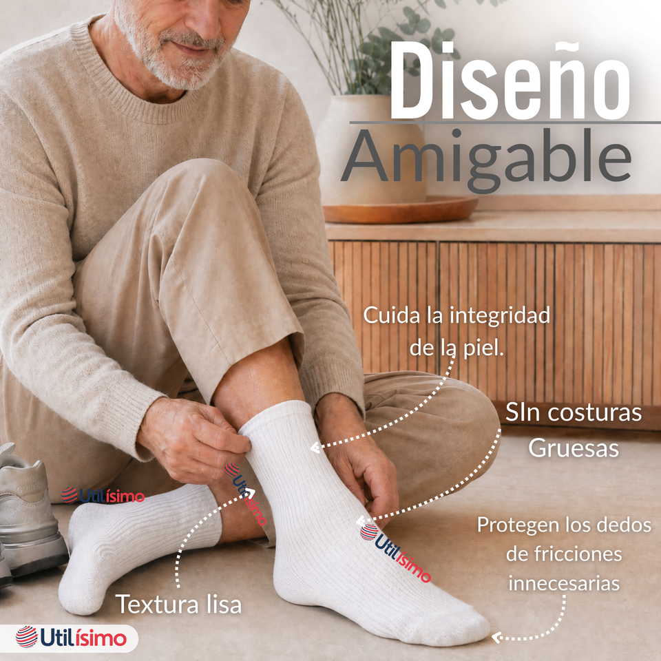 Pack 2 Pares Calcetines Diabéticos Hombre Algodón Suave Colores Surtidos Protección