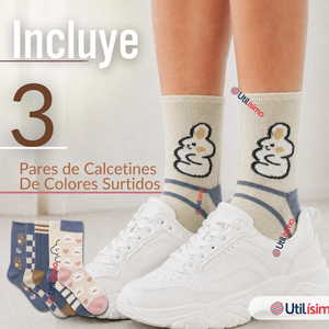 Pack 3 Pares Calcetines de Lana Confort Térmico Mujer Diseños Juveniles