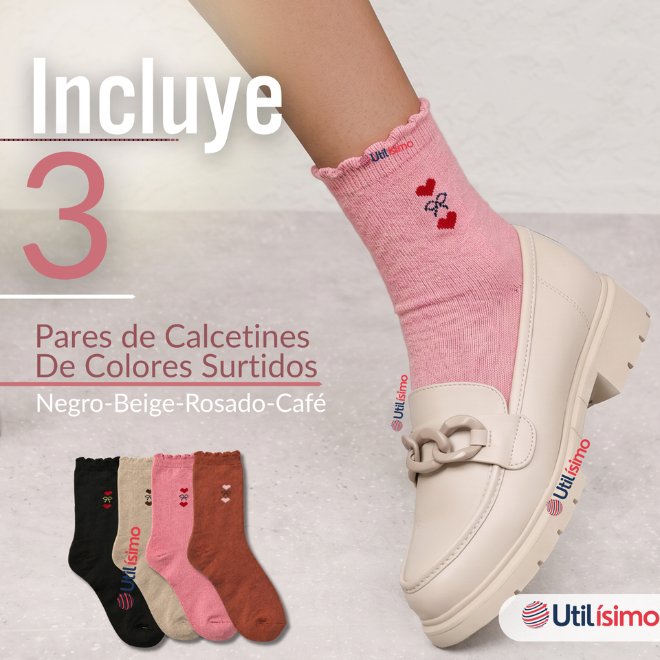Pack 3 Pares Calcetines Mujer Surtidos Colores Básicos Máximo Confort