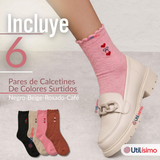 Pack 6 Pares Calcetines Mujer Femenino Surtidos Colores Básicos