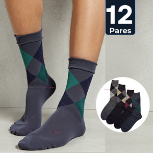 Pack 12 Pares Calcetines de Vestir Hombre Rombos Surtidos