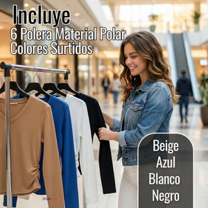 Pack 6 Camisetas Polar Polera Cuello V Mujer Manga Larga Tela Acanalada Colores Surtidos