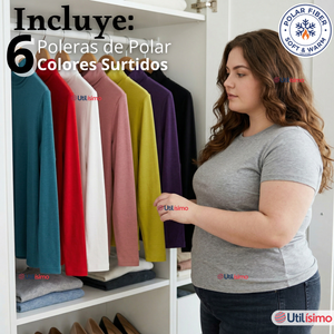 Pack 6 Camisetas Poleras Polar Primera Capa Cuello Beatle Manga Larga Colores Surtidos Mujer