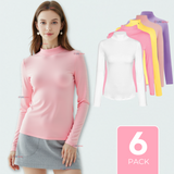 Pack 6 Camiseta Niña Primera Capa Bambú Invierno Cuello Beatle Polera