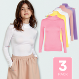 Pack 3 Camiseta Niña Primera Capa Bambú Invierno Cuello Beatle Polera