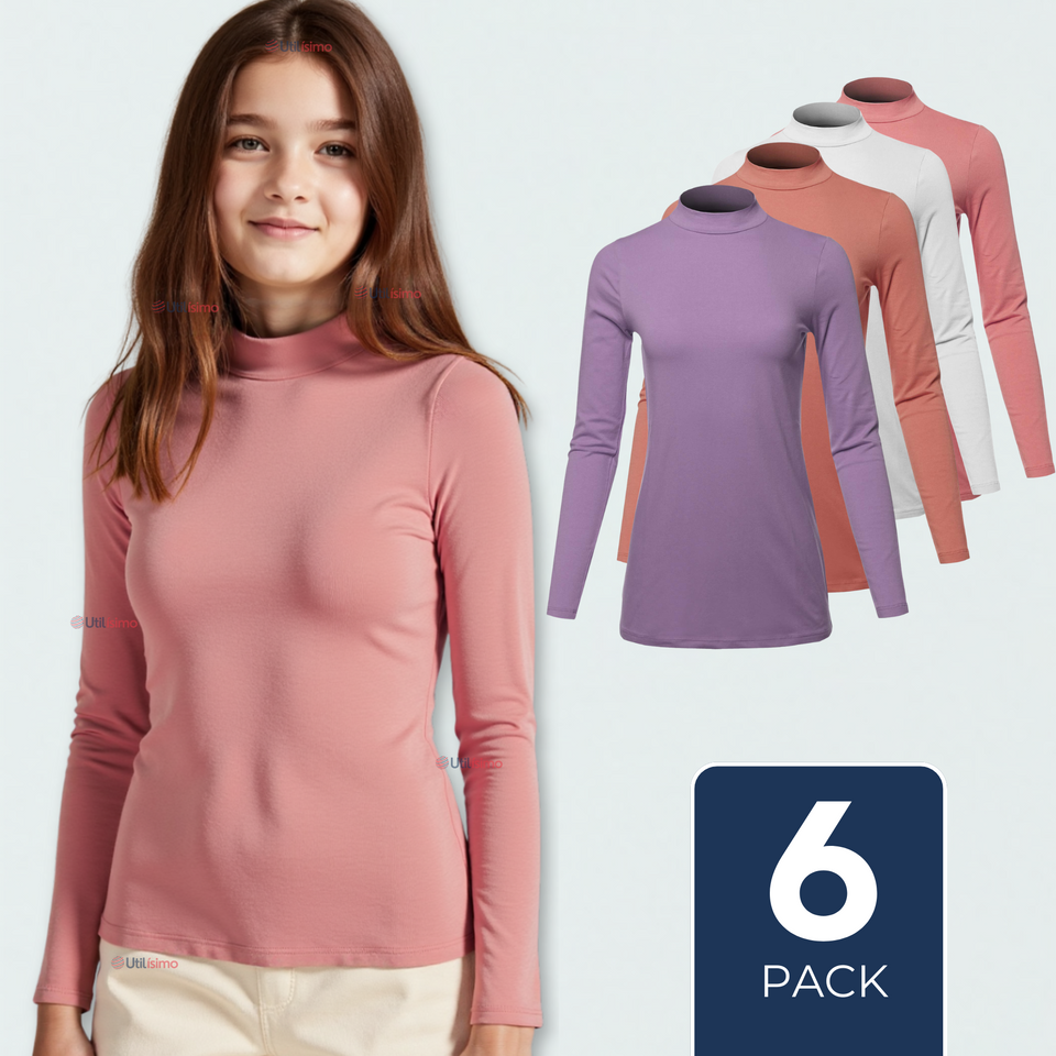 Pack 6 Camiseta Niña Juvenil Primera Capa Bambú Invierno Cuello Beatle Polera