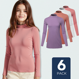 Pack 6 Camiseta Niña Juvenil Primera Capa Bambú Invierno Cuello Beatle Polera