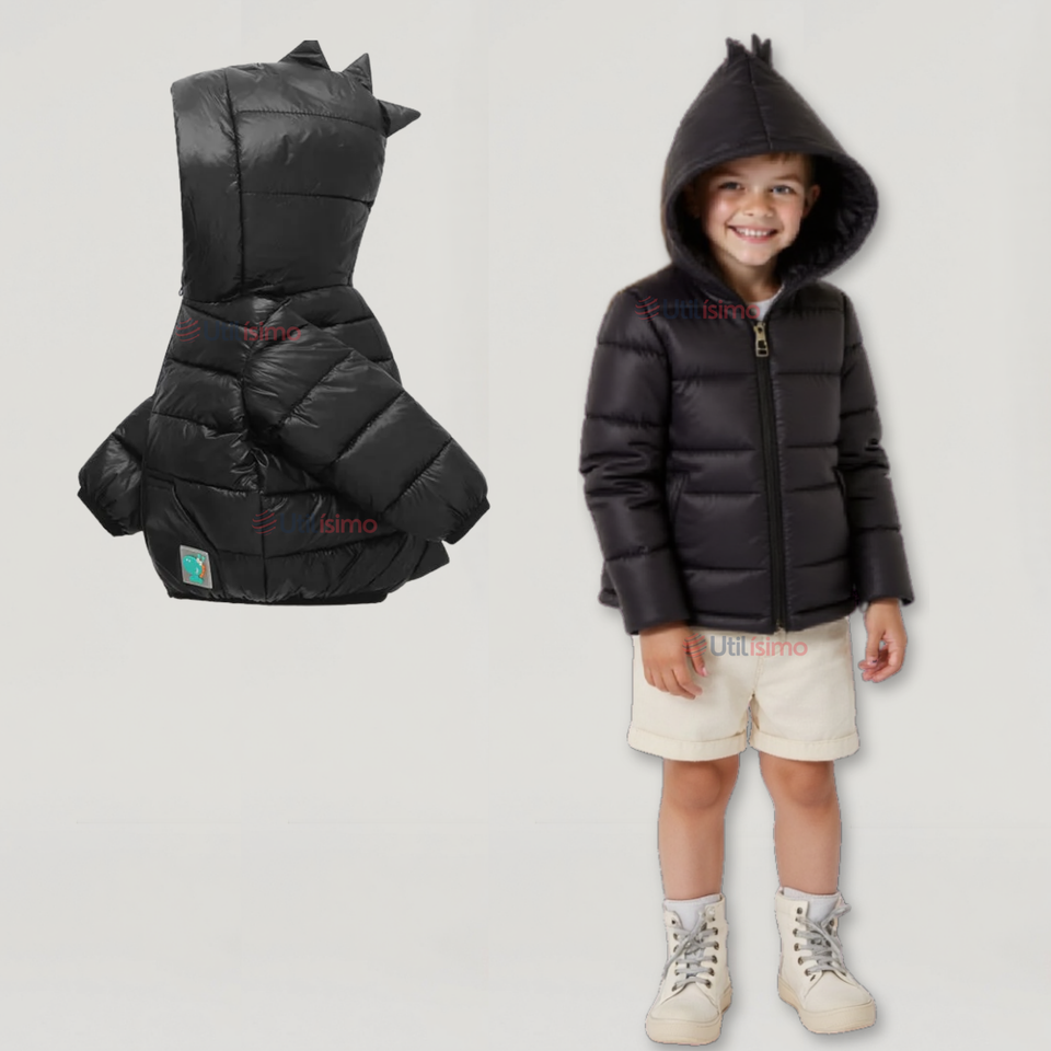 Parka Dinosaurio Con Capucha Manga Larga Niño