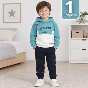 Conjunto Buzo Polerón 2 Piezas 100% Algodón Tedmimak Niño Athletic
