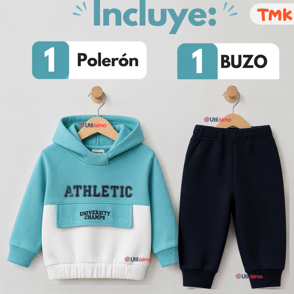 Conjunto Buzo Polerón 2 Piezas 100% Algodón Tedmimak Niño Athletic