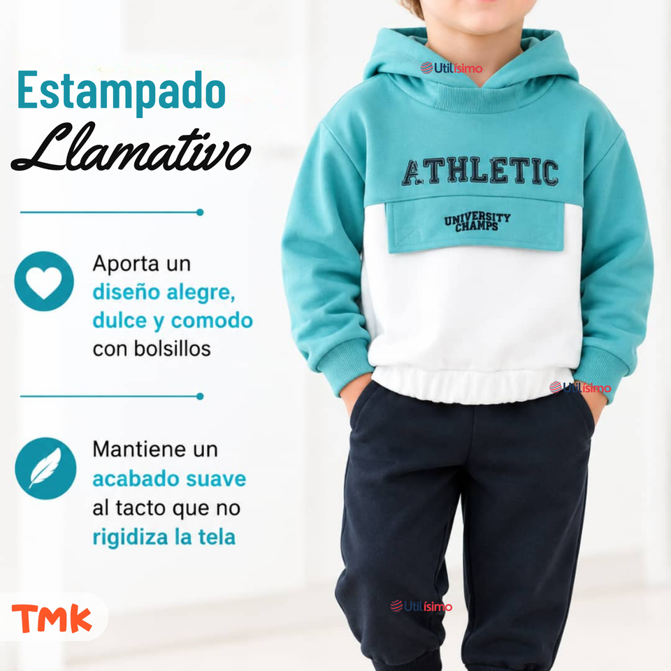 Conjunto Buzo Polerón 2 Piezas 100% Algodón Tedmimak Niño Athletic