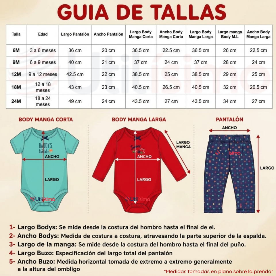 Conjunto 3 Piezas 100% Algodón Tedmimak Niña Sweet Red