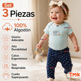 Conjunto 3 Piezas 100% Algodón Tedmimak Niña Cupcake Orange