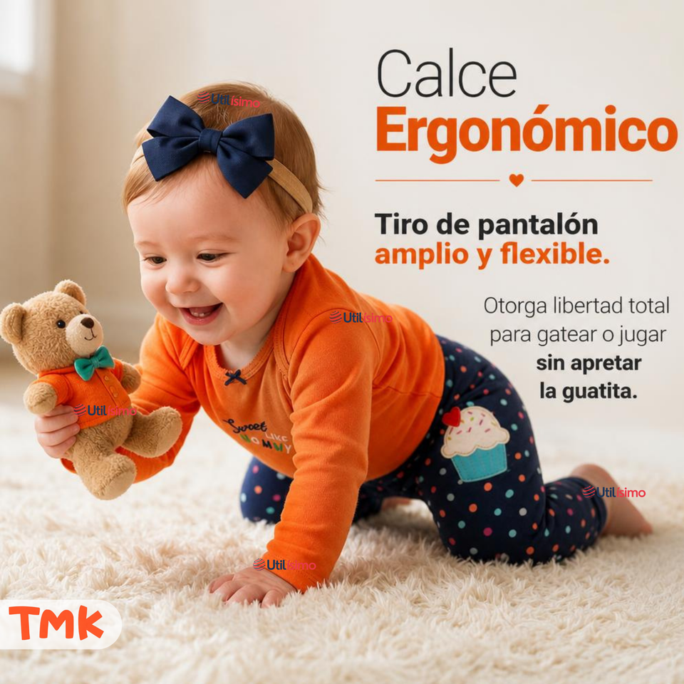 Conjunto 3 Piezas 100% Algodón Tedmimak Niña Cupcake Orange