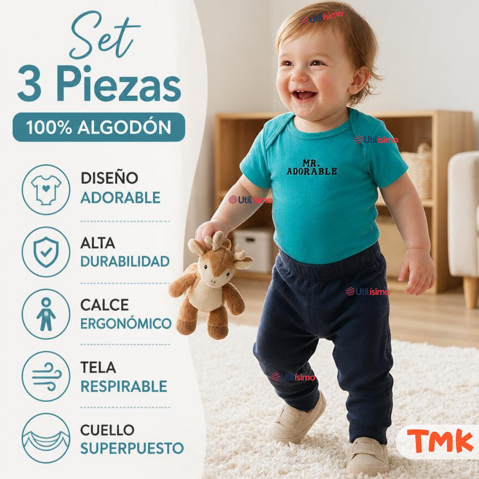 Conjunto 3 Piezas 100% Algodón Tedmimak Niño Forest Child