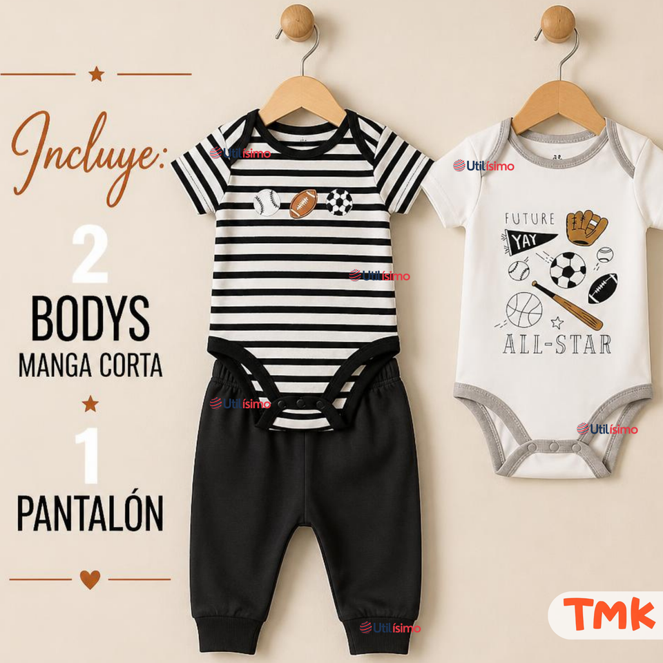 Conjunto 3 Piezas 100% Algodón Tedmimak Niño Tiny Sport