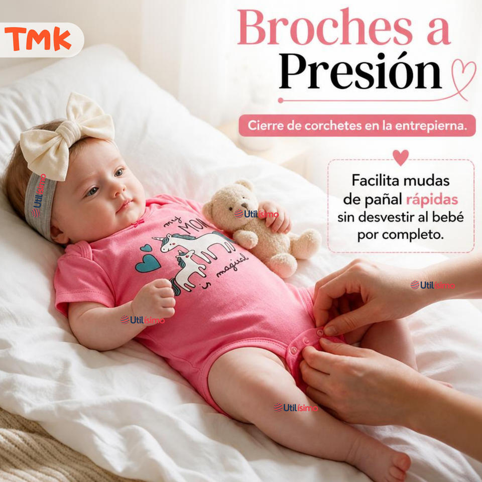 Conjunto 3 Piezas 100% Algodón Tedmimak Niña Baby Unicorn