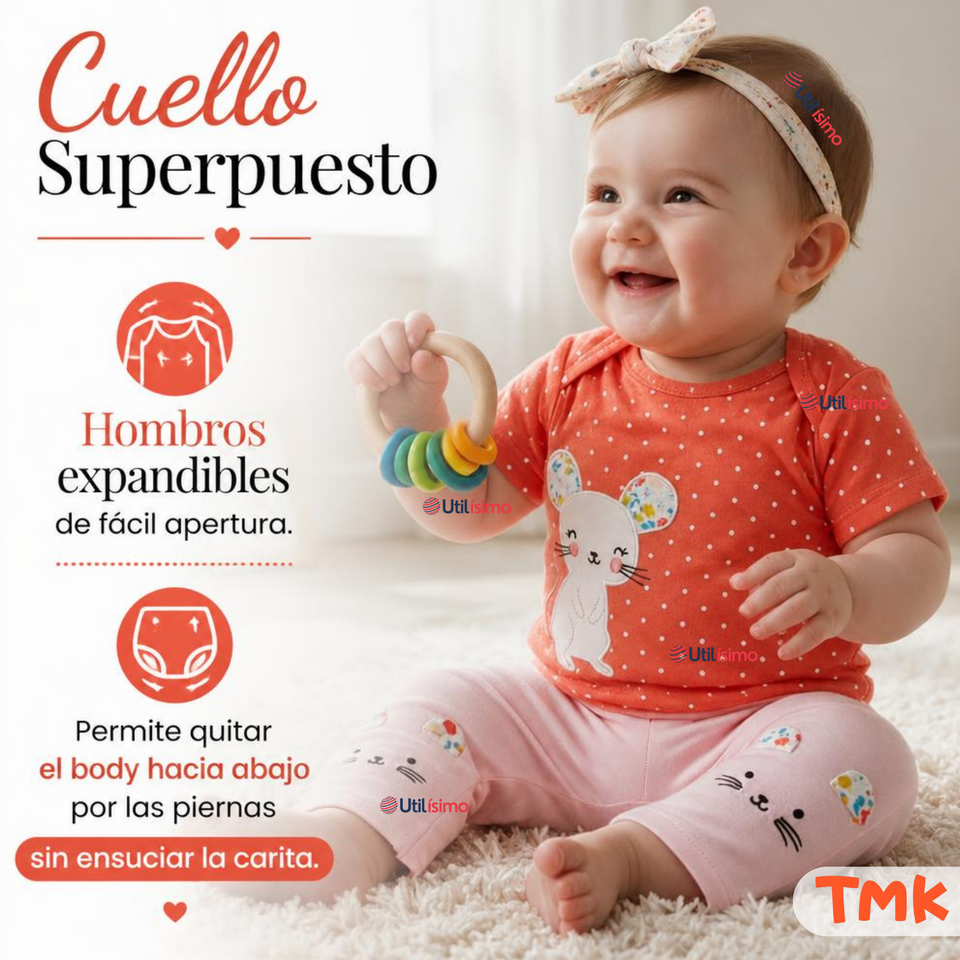 Conjunto 3 Piezas 100% Algodón Tedmimak Niña Mouse & Flower
