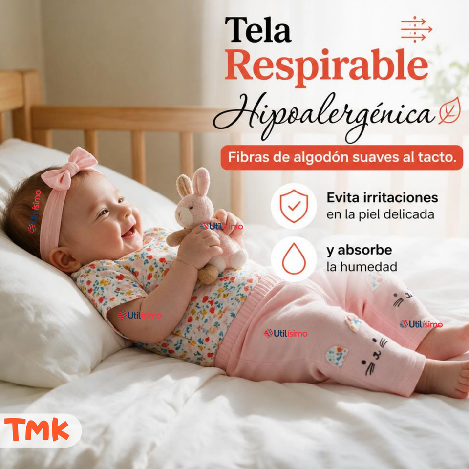 Conjunto 3 Piezas 100% Algodón Tedmimak Niña Mouse & Flower