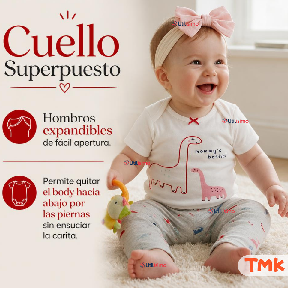 Conjunto 3 Piezas 100% Algodón Tedmimak Niña Dino Girl