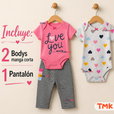 Conjunto 3 Piezas 100% Algodón Tedmimak Niña Sweet Heart