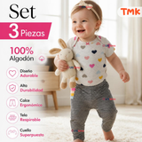 Conjunto 3 Piezas 100% Algodón Tedmimak Niña Sweet Heart