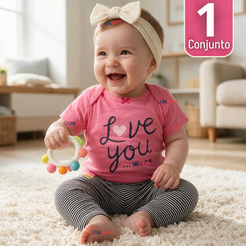 Conjunto 3 Piezas 100% Algodón Tedmimak Niña Sweet Heart