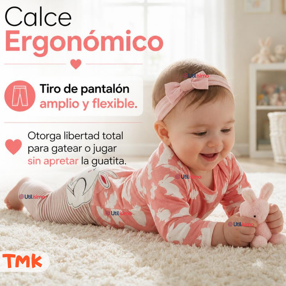 Conjunto 3 Piezas 100% Algodón Tedmimak Niña Pink Bunny
