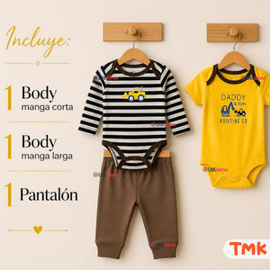 Conjunto 3 Piezas 100% Algodón Tedmimak Niño Yellow Truck