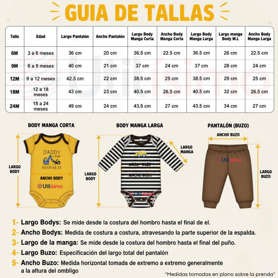 Conjunto 3 Piezas 100% Algodón Tedmimak Niño Yellow Truck