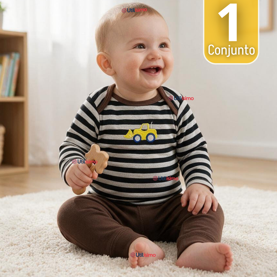 Conjunto 3 Piezas 100% Algodón Tedmimak Niño Yellow Truck