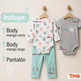 Conjunto 3 Piezas 100% Algodón Tedmimak Niña Baby pet