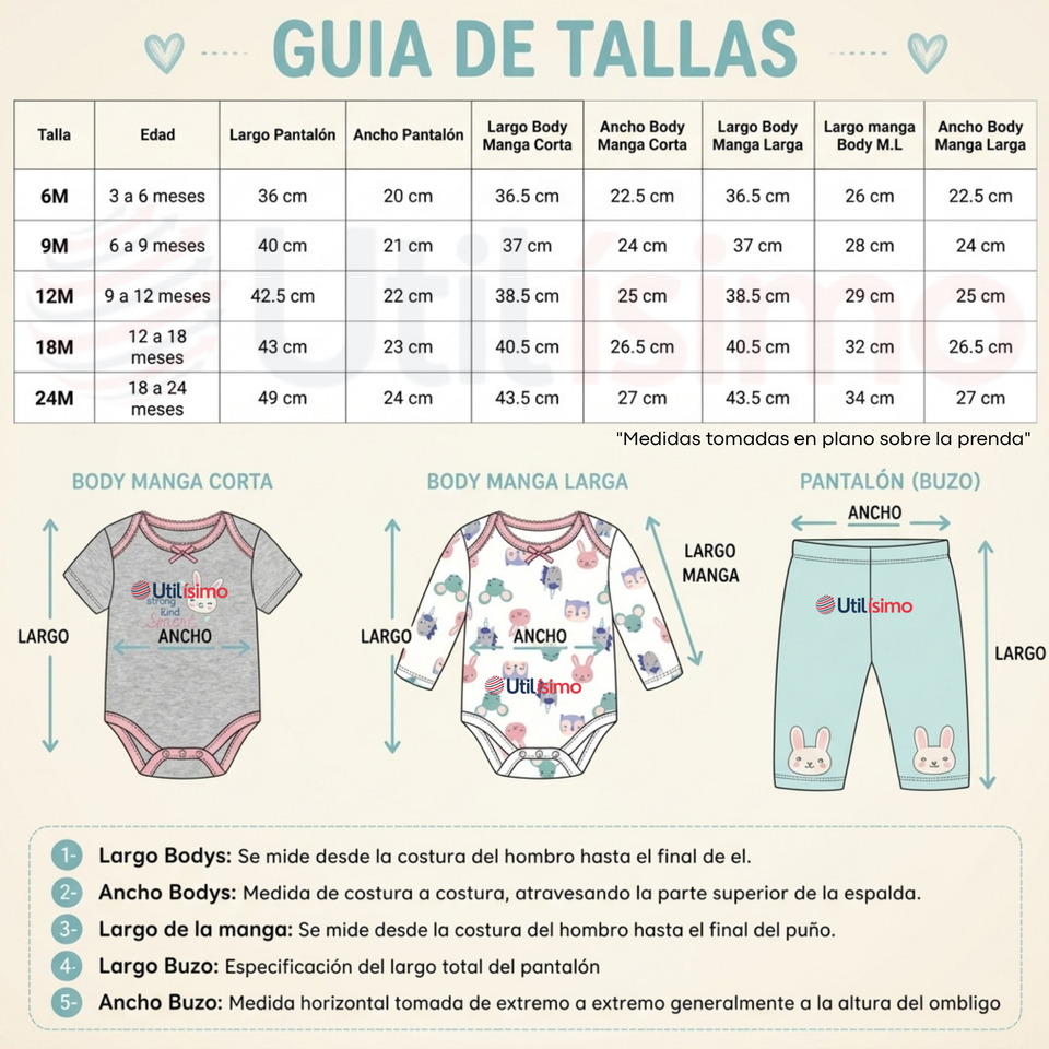 Conjunto 3 Piezas 100% Algodón Tedmimak Niña Baby pet