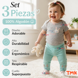Conjunto 3 Piezas 100% Algodón Tedmimak Niña Baby pet