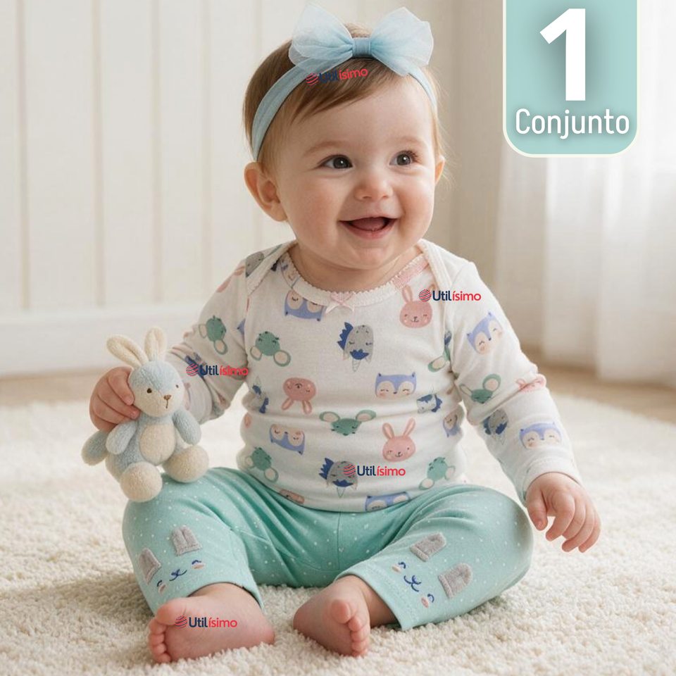 Conjunto 3 Piezas 100% Algodón Tedmimak Niña Baby pet