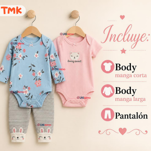Conjunto 3 Piezas 100% Algodón Tedmimak Niña Sweet Flower