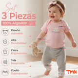 Conjunto 3 Piezas 100% Algodón Tedmimak Niña Sweet Flower