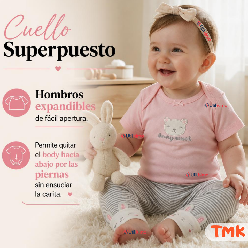 Conjunto 3 Piezas 100% Algodón Tedmimak Niña Sweet Flower