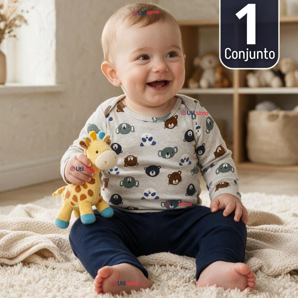 Conjunto 3 Piezas 100% Algodón Tedmimak Niño Baby Bear