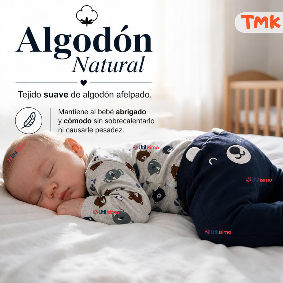 Conjunto 3 Piezas 100% Algodón Tedmimak Niño Baby Bear