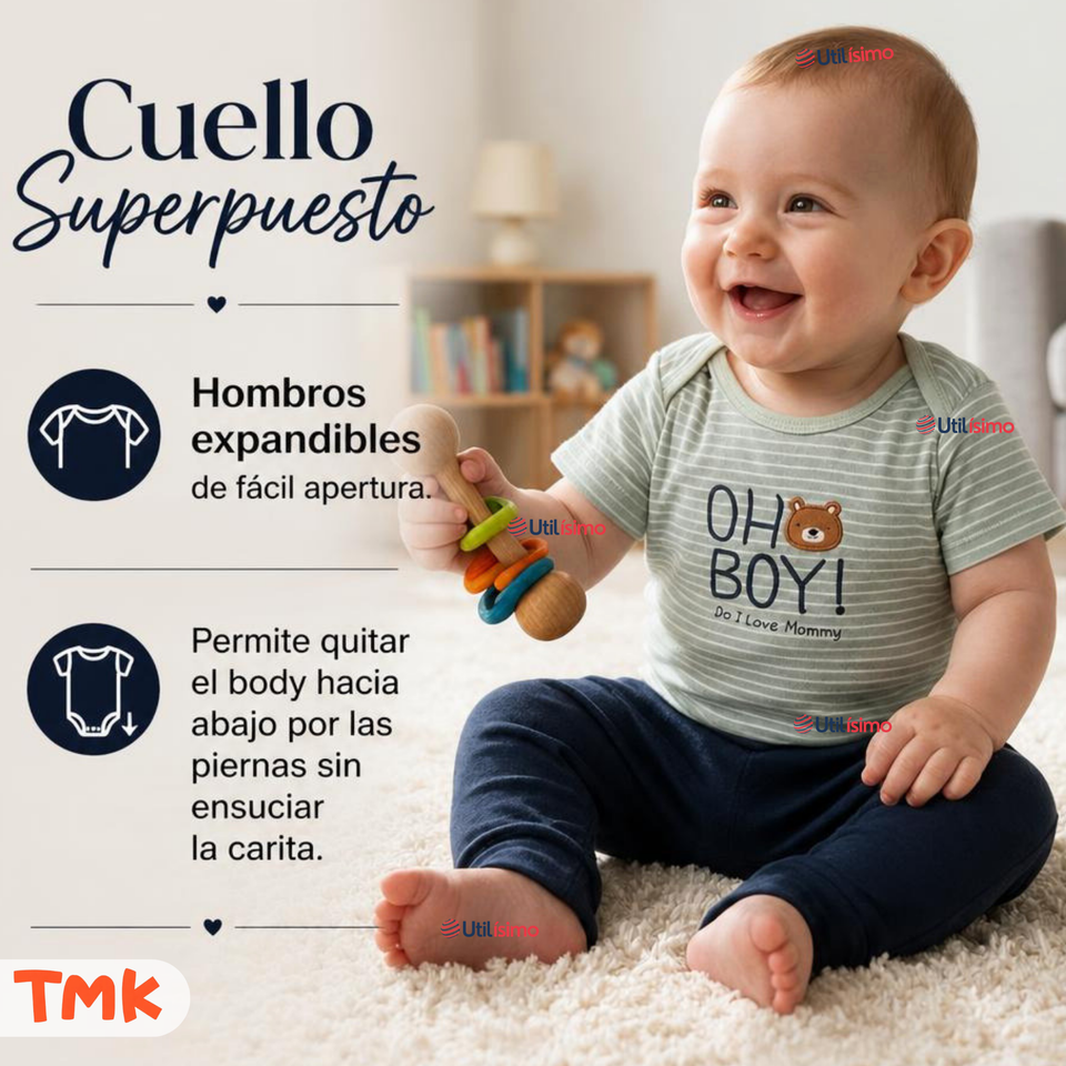 Conjunto 3 Piezas 100% Algodón Tedmimak Niño Baby Bear