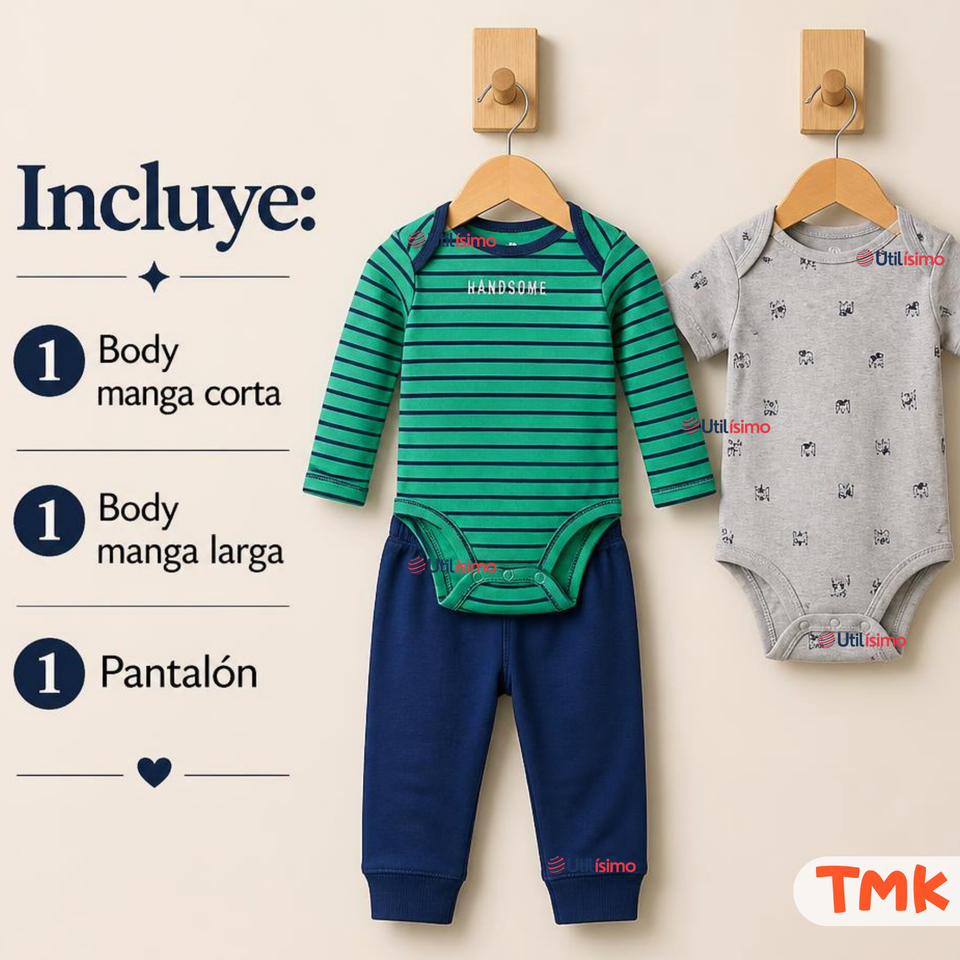Conjunto 3 Piezas 100% Algodón Tedmimak Niño Casual Child