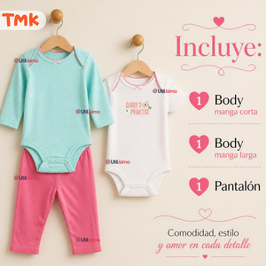 Conjunto 3 Piezas 100% Algodón Tedmimak Niña Princess