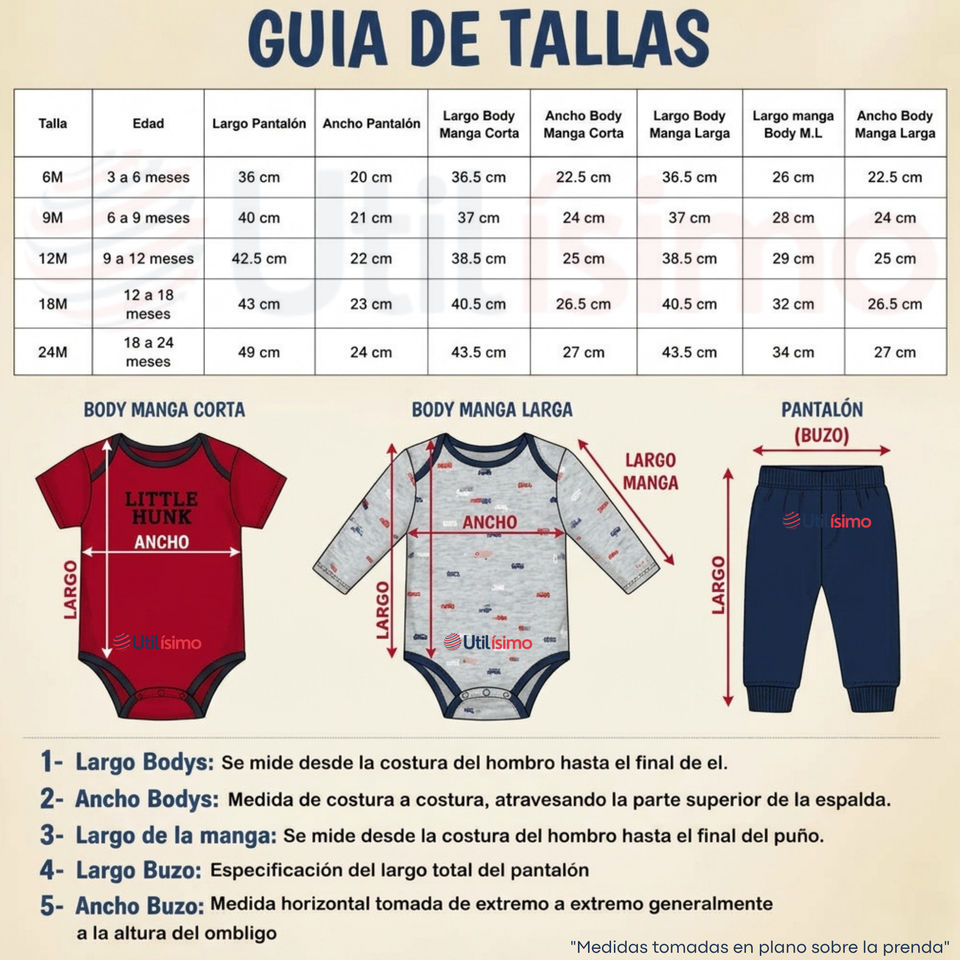 Conjunto 3 Piezas 100% Algodón Tedmimak Niño Little Hunk